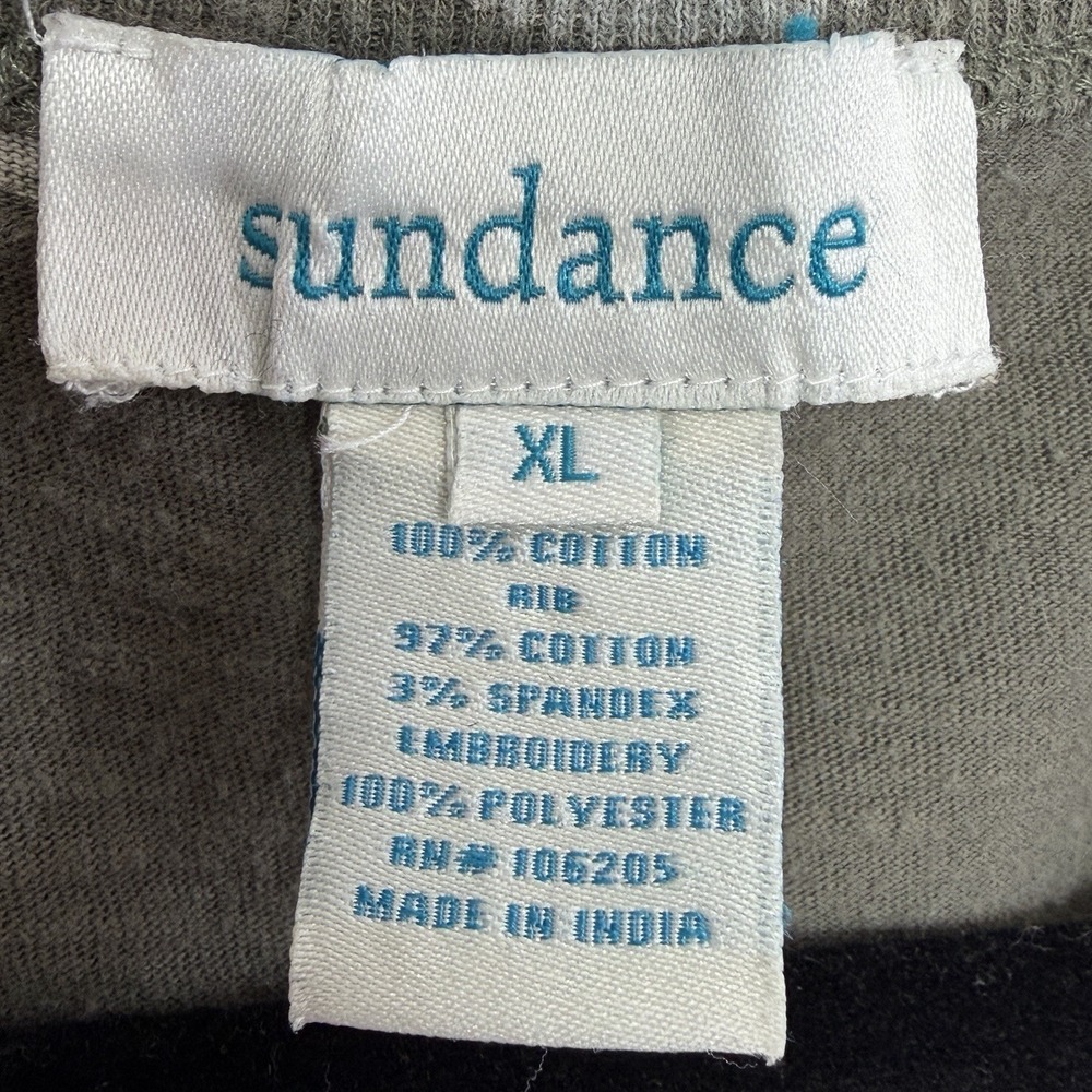 Sundance Embroidered Floral Tunic Top XL Olive Green Boho Cottagecore - Picture 8 of 15
